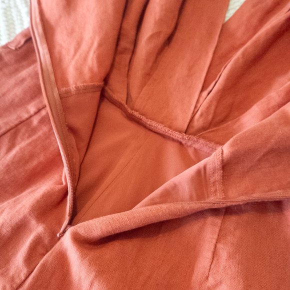 Urban Outfitters Rust Cotton Linen Blend Romper with Belt Size 2 - Gently Used - Picture 4 of 11